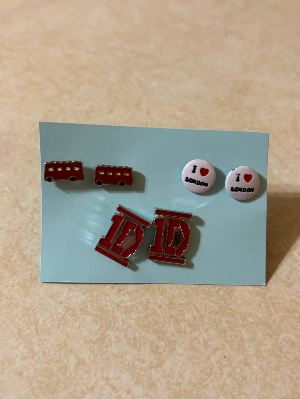 Red London Bus, 1D & 'I Love London' Earring Set